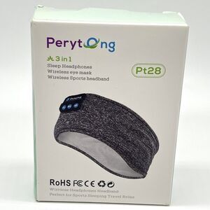 Perytong Sleep Headphones Wireless Bluetooth Sports Headband w/ Mic Soft Grey